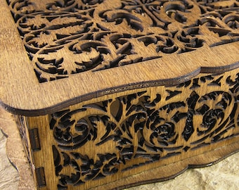 Celtic cross decorative scrollwork box