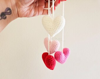 Cute Heart Car Charm // Valentine's decoration // Rearview hanger // Hearts