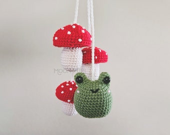 Mush + Frog Car Charm // Car decoration // Rearview hanger // Mushroom Frog // Cottagecore