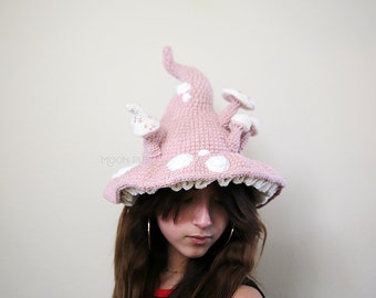 Whimsy Witch Hat // Spring Witch // Pink Mushroom Hat // Cottagecore