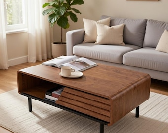 Modern 40-Inch Coffee Table Storage Cabinet with Sliding Door