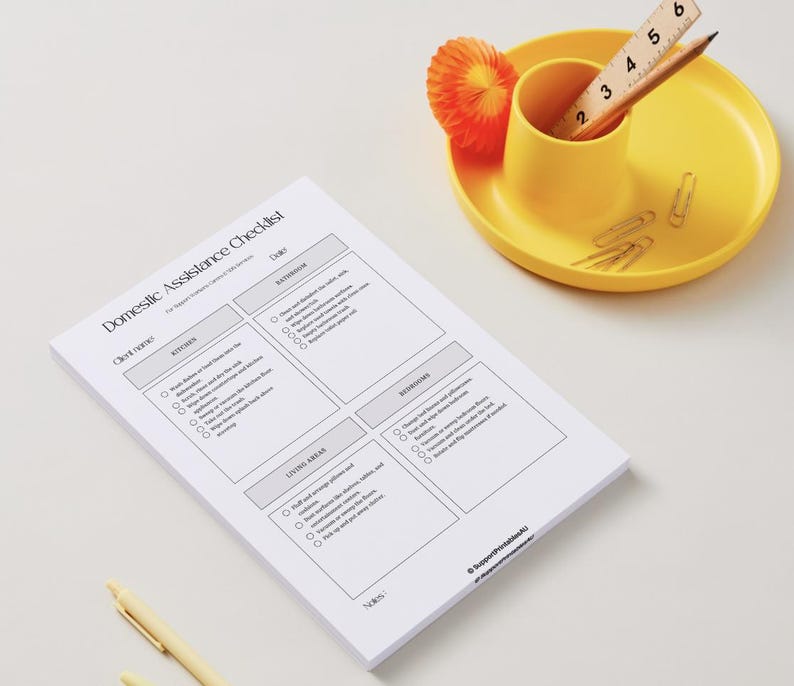 Domestic Assistance Checklist, Support Worker Cleaning Checklist, NDIS ...
