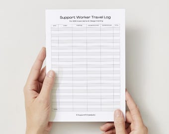 NDIS Travel Log, Support Worker KM Tracker, Mileage Log Printable, NDIS Travel Claim Sheet, Editable Canva Template