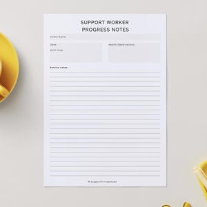 Support Worker Progress Notes Template, NDIS Notes, Aged Care Documentation, Printable Support Worker Form, Editable Canva Template image 2