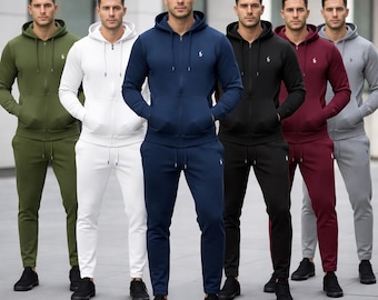 Luxury Polo-Inspired Fleece Tracksuit Sets with Printed Zip Hoodies and Matching Sweatpants – Ralph Lauren Replica Style