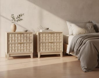 Floating Nightstand with Charging Station, 2 Drawer Bedside Nightstand, Modern Entryway Table Wood End Table