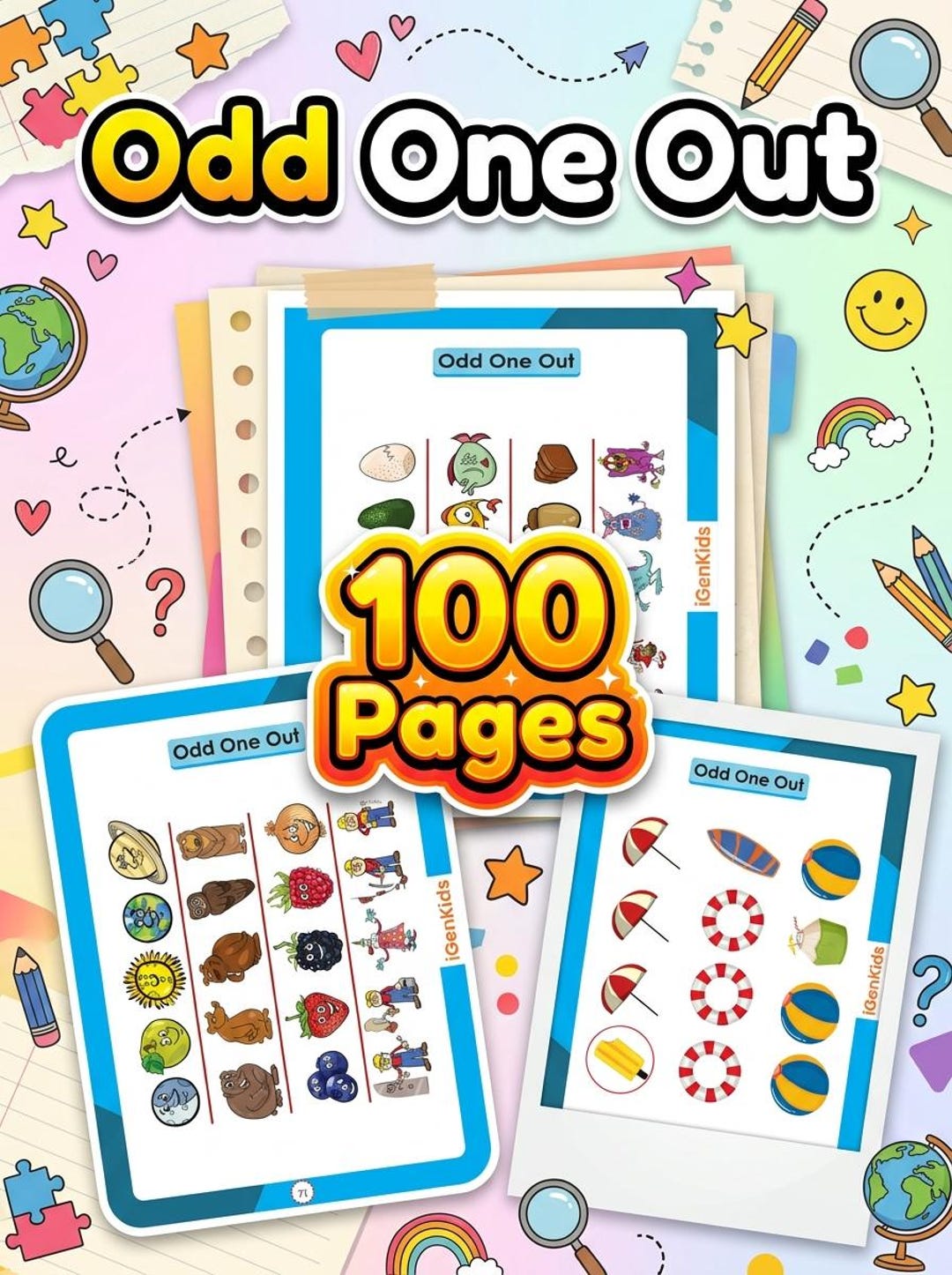 Odd One Out Activity Book for Kids | Picture Matching Worksheets | 100 ...