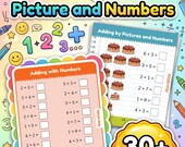 Addition with Pictures Worksheets for Kids | Fun Adding Numbers & Math Preschool activities