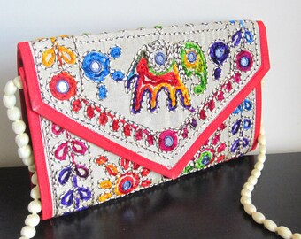 Embroidered Elephant Envolope Bag
