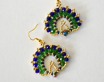 Woven Peacock Earrings, Handmade Peacock Earrings, Bird Earrings, Gift For Women, Peacock Jewelry, Bird Lover Gift, Peacock Beaded Earrings
