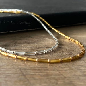 Dainty Seed Bead Layering Necklace, Minimalist Gold Silver Choker Necklace, Beaded Everyday Necklace, Shiny Cute Jewelry, Gift For Women