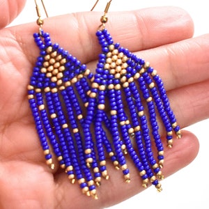 Royal Blue Beaded Earrings