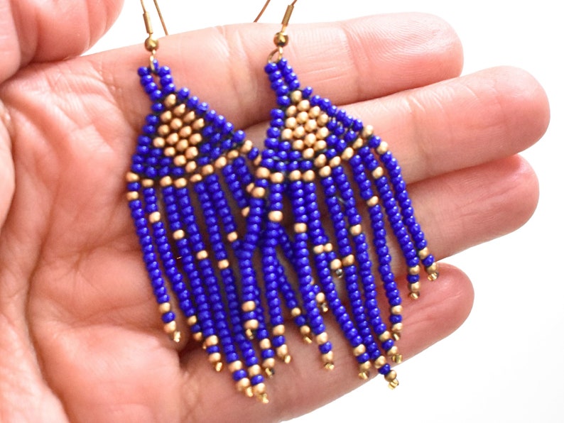 Royal Blue Beaded Earrings