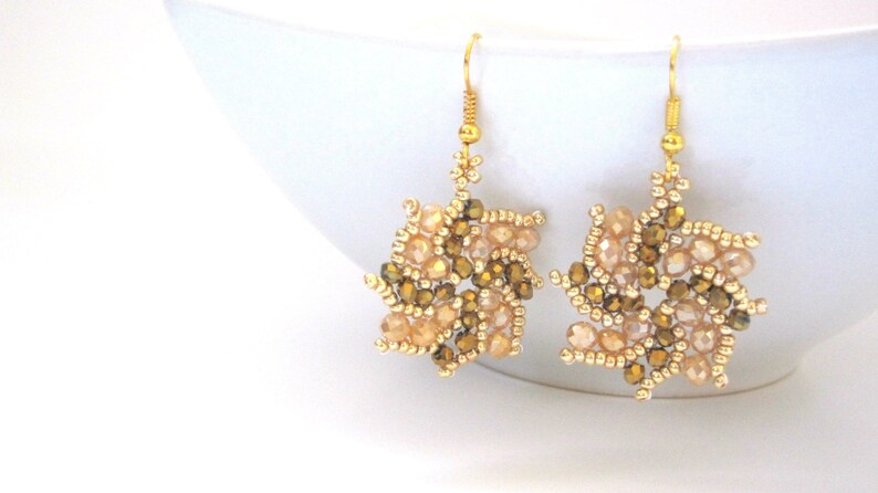 Champagne Gold Beadwork Earrings image 0