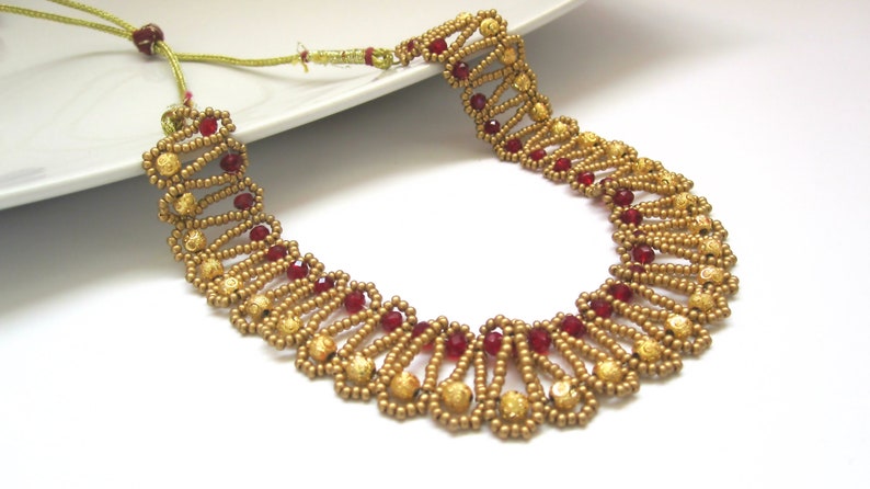 Red And Gold Choker Necklace image 0