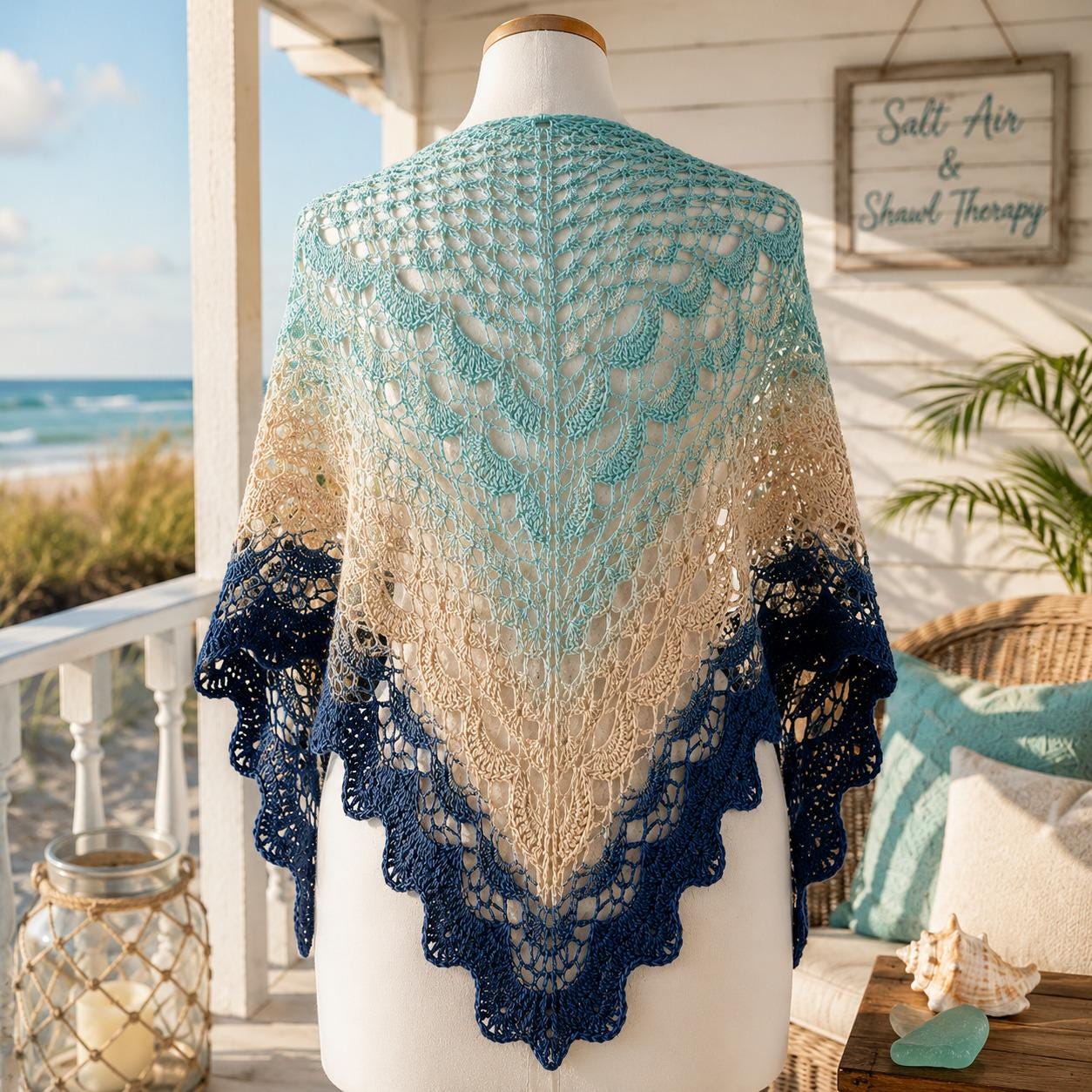 12 Ocean Waves Crochet Patterns: Bring Coastal Texture to Blankets, Bags, and Gifts 2 Ocean Wave Lace Shawl
