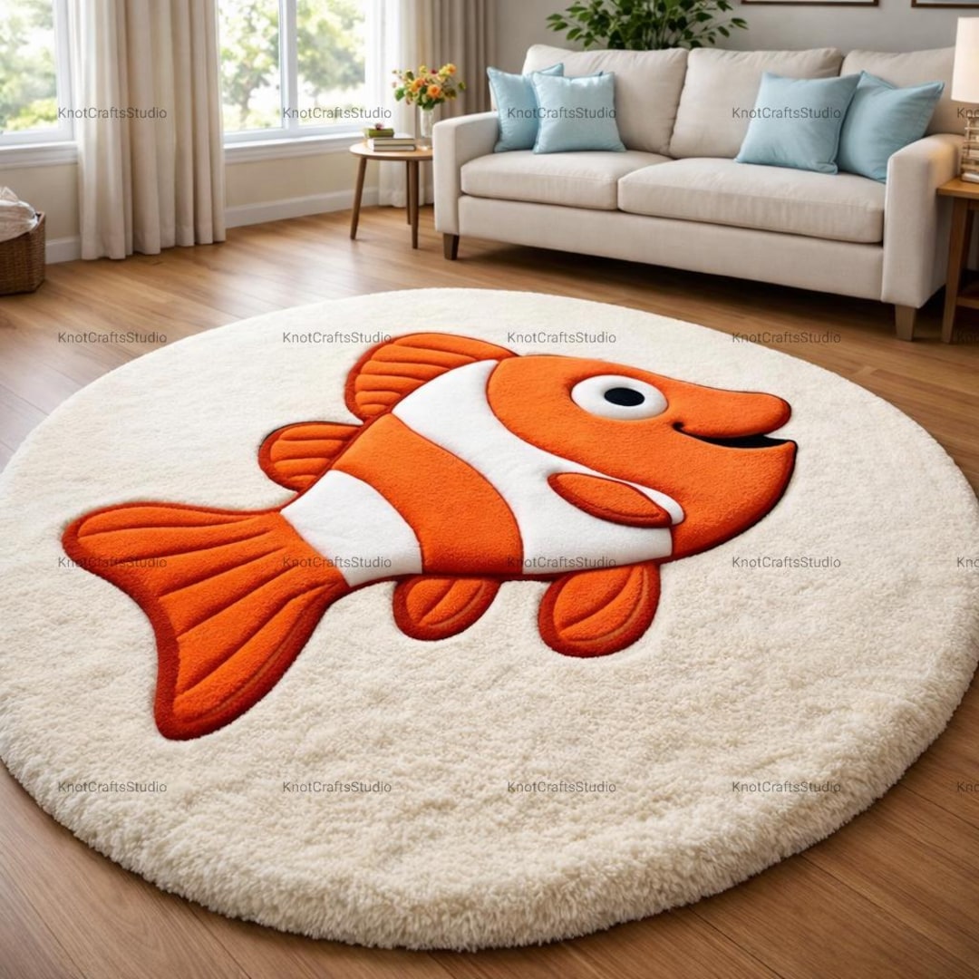 Clownfish Round Tufted Rug - Nemo Inspired Nursery Decor, Cute Ocean ...