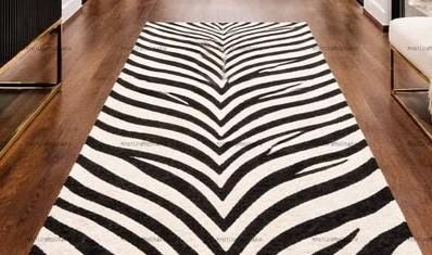 Zebra Print Entry Rug Zebra Print Runner Rug, Black and White Hallway Runner, Modern Entryway ...