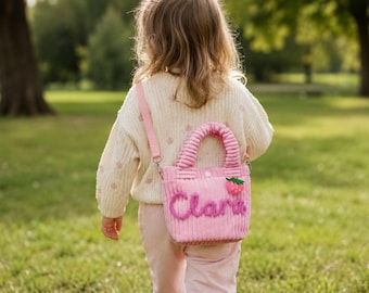 Custom Name Corduroy Kids Handbag | Personalized First Little Bag | Toddler Girl Gift