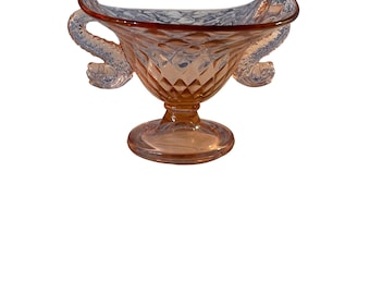 Fenton Rose Diamond Optic Dolphin Dish