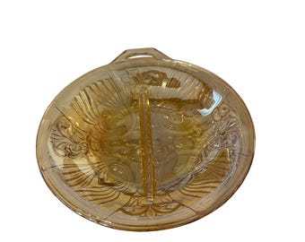 Indiana Glass Killarney Marigold Divided Relish Dish