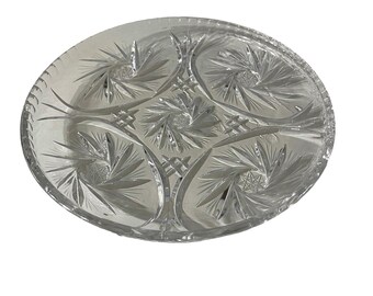 Pinwheel Cut Crystal Relish Dish
