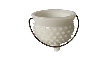 Fenton Hobnail Milk Glass Musztarda Pot