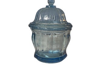 Azure Blue Paneled Apothecary Jar made by the Indiana Glass Company