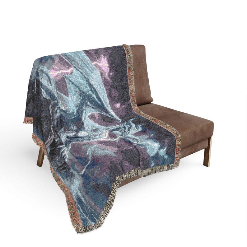 Storm Dragon Woven Blanket Fourth Wing Decor Iron Flame Throw Onyx Storm Gifts Bookish Booktok Aretia Merch Riorson House Lightning Art Bild 11