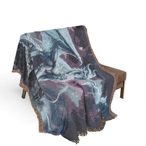 Storm Dragon Woven Blanket Fourth Wing Decor Iron Flame Throw Onyx Storm Gifts Bookish Booktok Aretia Merch Riorson House Lightning Art Bild 12