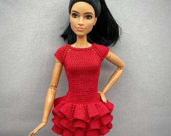Breipatroon jurk, 11,5 inch modepoppenkleding, miniatuurbreiwerk (pdf)