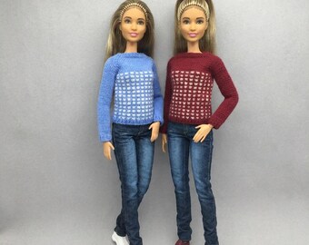 11.5 Inch Fashion Doll Lazy Jacquard Pullover Knitting Pattern (PDF Download)