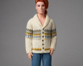 11,5 inch modepop-vest breipatroon, miniatuurjasje in Engelse stijl (digitale pdf)