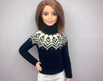 Breipatroon Lopa-trui voor modepop 11,5 inch, miniatuur Fair Isle-pdf