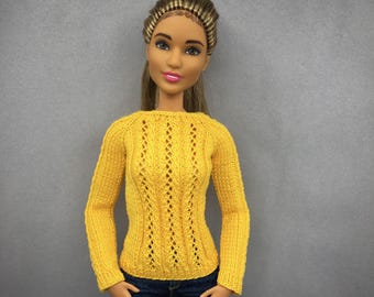 Patrón de tejido para suéter de muñeca, ropa para muñecas miniatura de 11,5 pulgadas (descarga en PDF)