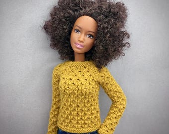 Truibreipatroon voor 11,5 inch modepop, pdf-poppenkleertjes schaal 1/6, miniatuurbreiwerk