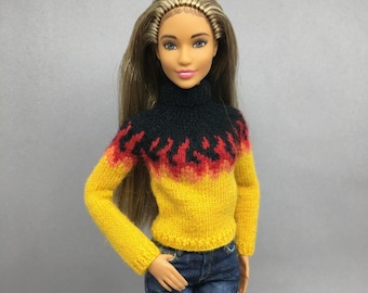 Flame Pullover Knitting Pattern for 11.5 Inch Fashion Doll (PDF)