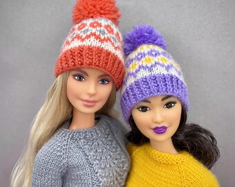 12 Inch Doll Sports Hat Knitting Pattern, Miniature Doll Clothes PDF (Digital Download)