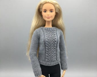 Patrón de tejido de suéter para muñeca de moda de 11,5 pulgadas, ropa para muñeca a escala 1/6 en formato PDF, tejido en miniatura.