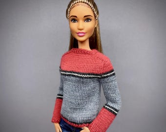 Breipatroon trui met colorblock voor 11,5 inch modepop (pdf-download)