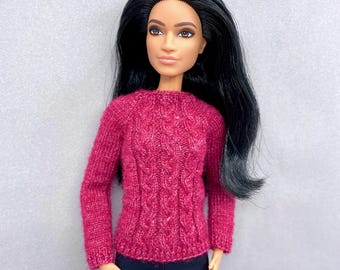 11.5 Inch Fashion Doll Cable Pullover Knitting Pattern (PDF Download)