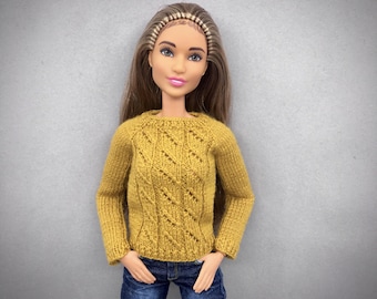 Breipatroon trui voor 11,5 inch modepop, pdf-poppenkleertjes schaal 1/6, miniatuur breiwerk
