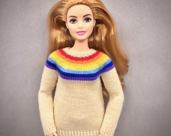 Truibreipatroon voor curvy modepop, pdf-poppenkleertjes schaal 1/6, miniatuurbreiwerk