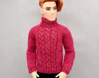 11.5 Inch Male Fashion Dolls Cable Knit Pullover Knitting Pattern (PDF Download)