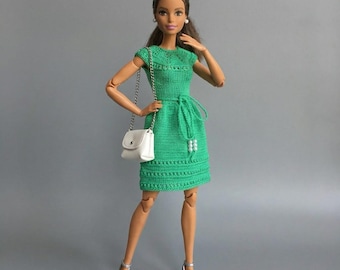 Round Yoke Dress Knitting Pattern for 11.5 Inch Fashion Doll (PDF Download)