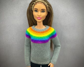 Breipatroon trui voor 11,5 inch modepop, pdf-poppenkleertjes schaal 1/6, miniatuur breiwerk