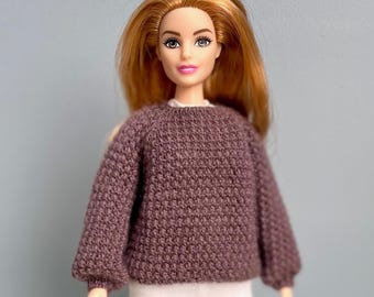11.5 Inch Fashion Doll Openwork Pullover Knitting Pattern (PDF Download)