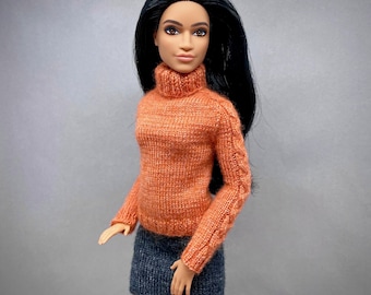 Knitting Pattern Fashion Doll Outfit — Sweater and Skirt PDF for 11.5 Inch Doll