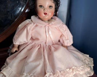 Antique Horsman Composition Doll 24" Curly Hair Sleepy Eyes