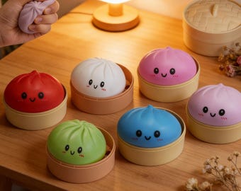 Dumpling Squishy Stress Ball | Realistic Steamer Box, Slow Rebound Toy